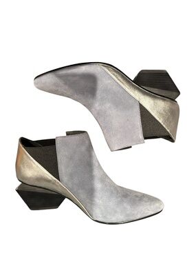UNITED NUDE ‘Jacky’ mid heel leather and suede block heel booties - size 37